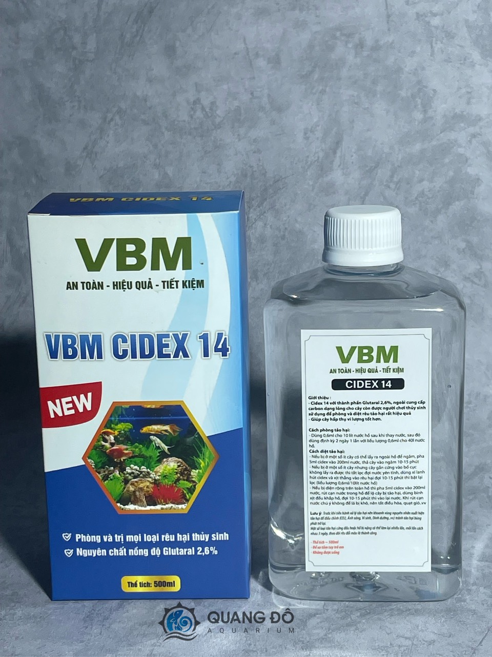 Dung dịch diệt rêu hại hồ thủy sinh - cidex 14 vbm 500ml - phòng ngừa rêu hại hồ thủy sinh