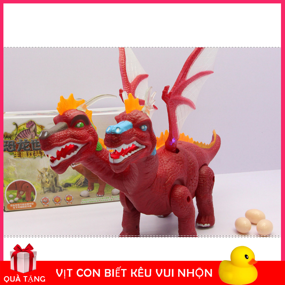 Đồ Chơi Trẻ Em/Đồ chơi Khủng Long Hai Đầu loại lớn biết đi, biết đẻ trứng, có đèn, nhạc