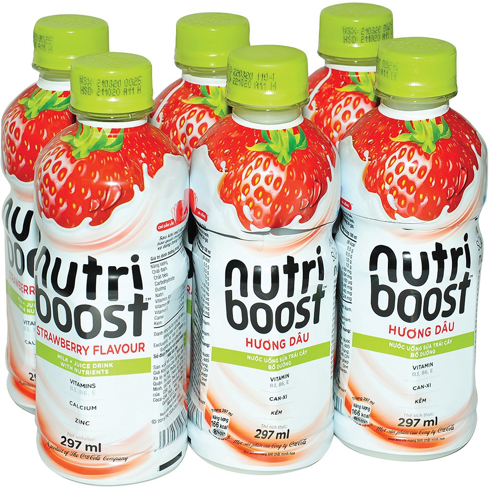 Lốc 6 chai sữa trái cây nutriboost hương dâu 297ml