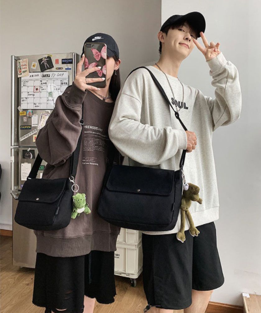 Túi đeo chéo nam Túi đeo chéo nam đi học thời trang Unisex Nam Nữ dành cho ất liệu vải CHọc sinh Sinh viên Phong cách Hàn Quốc  chanvas cao cấp Đường chỉ may tỉ mỉ túi đeo chéo chống thấm nước . Thế giới Balo Túi