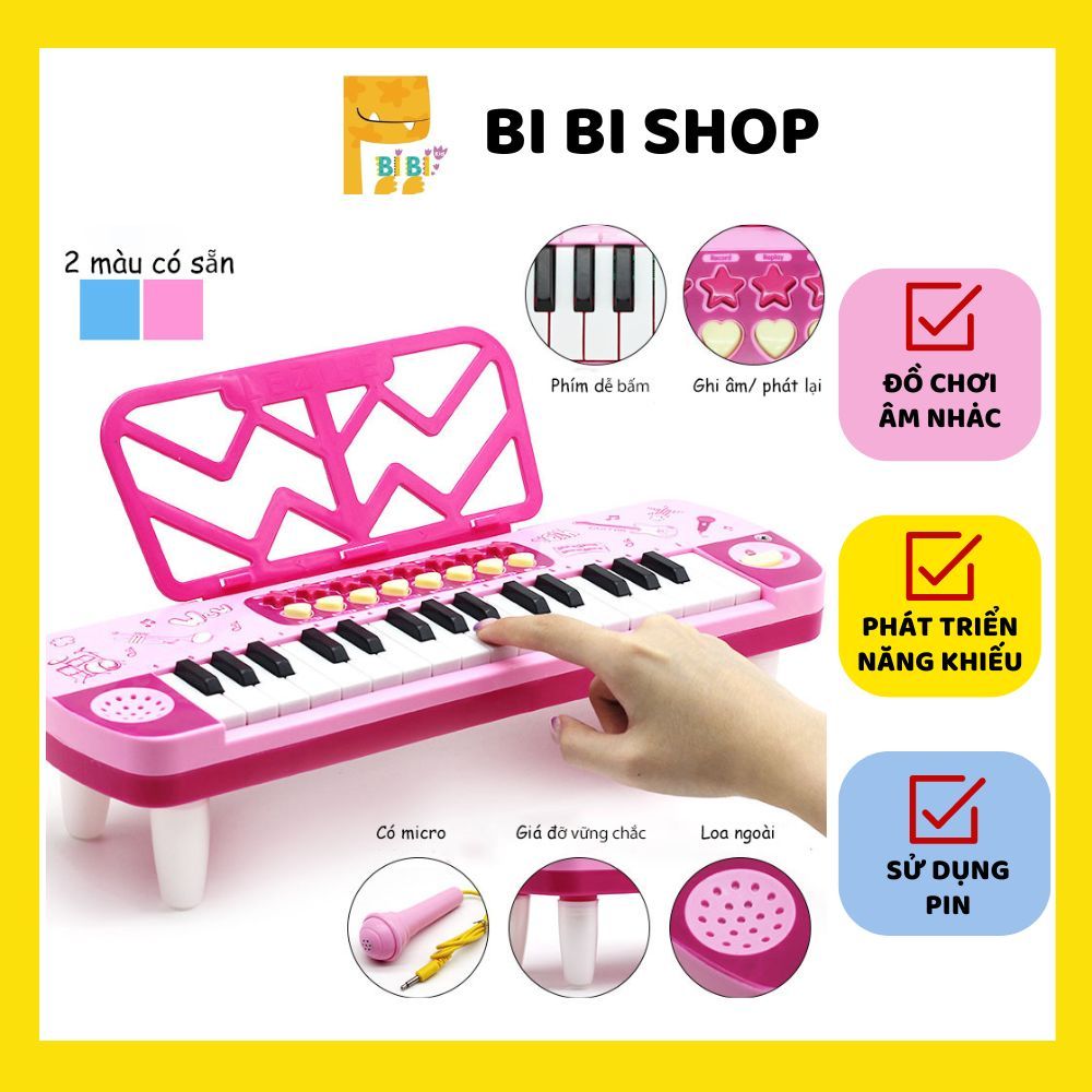 Đàn piano cho bé tặng kèm mic giá đỡ - Đồ chơi âm nhạc cho bé trai bé gái