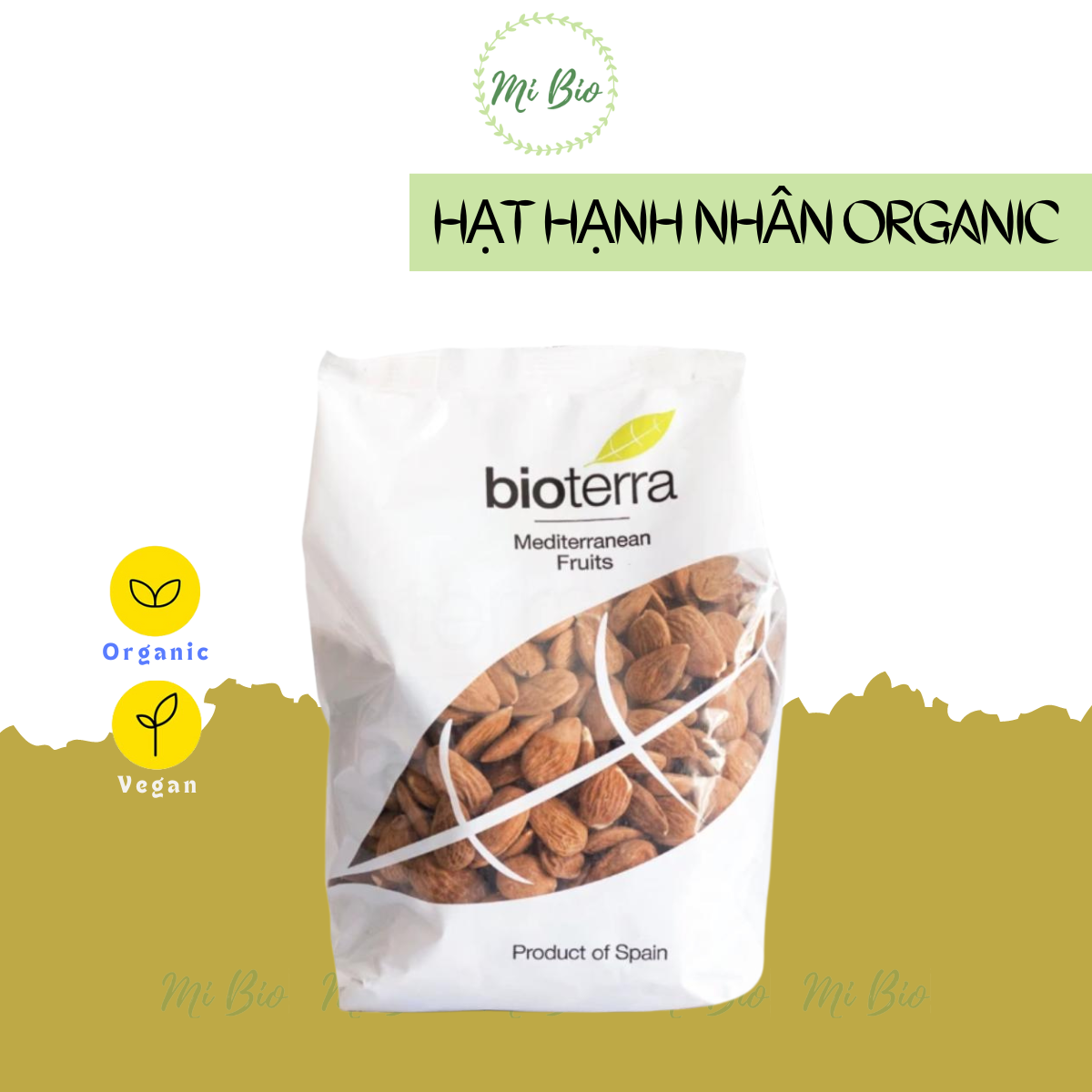 Hạt hạnh nhân hữu cơ đã tách vỏ - Bioterra