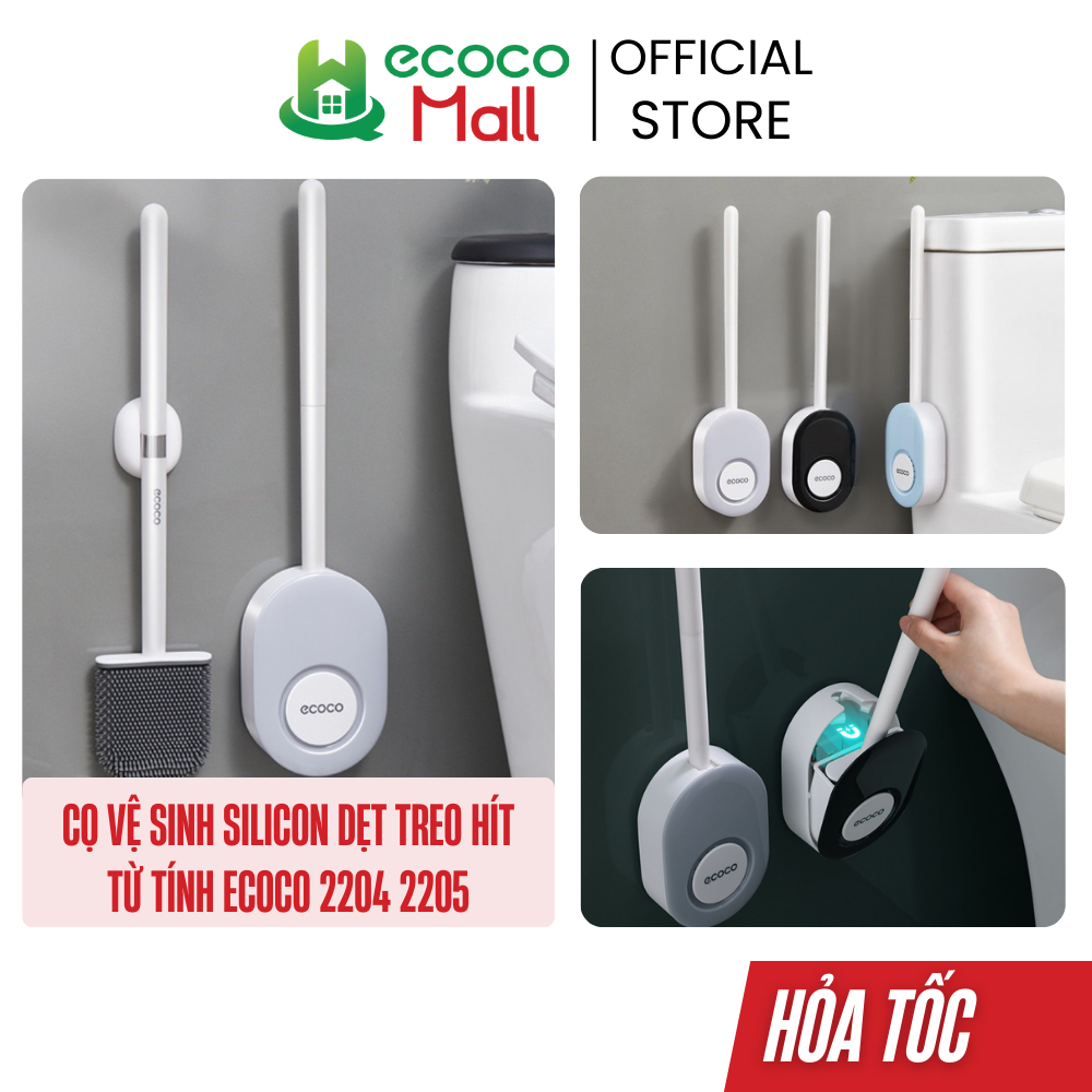  Cọ vệ sinh Silicon dẹt ECOCO mẫu mới treo hít từ tính Cọ toilet Chà cầu nhà tắm tiết kiệm không gian 