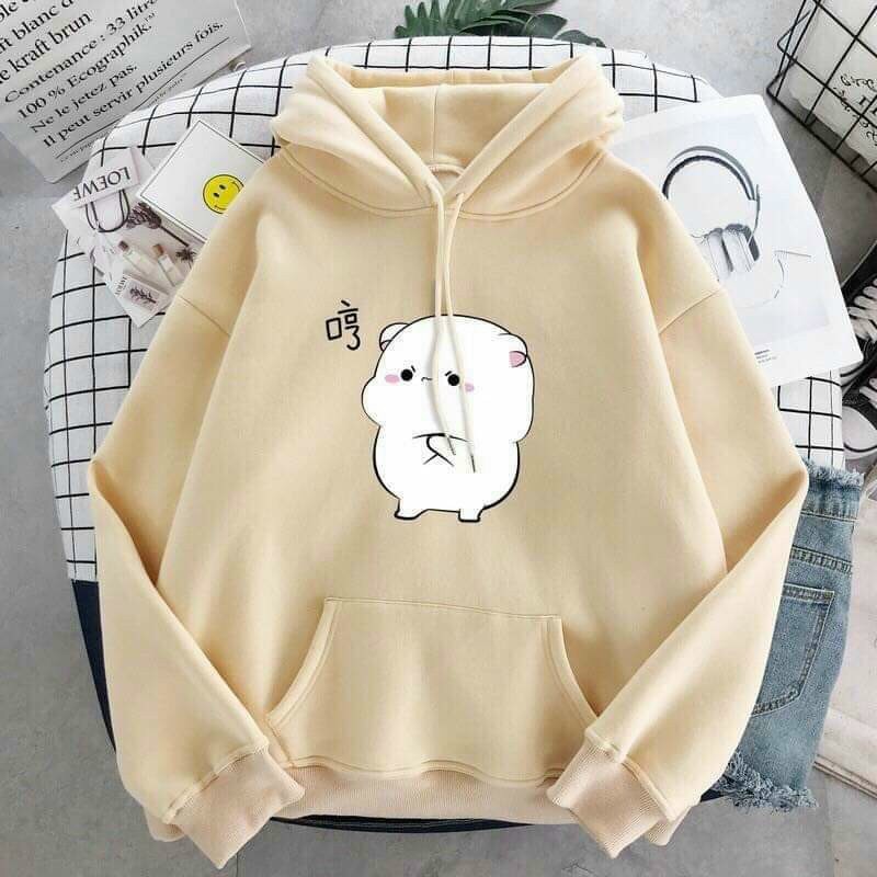 ÁO HOODIE UNISEX ÁO KHOÁC NỮ VẢI NỈ DÀY MỊN TRÒNG ĐẦU MŨ LIỀN IN HÌNH HOẠT HÌNH SIÊU DỄ THƯƠNG