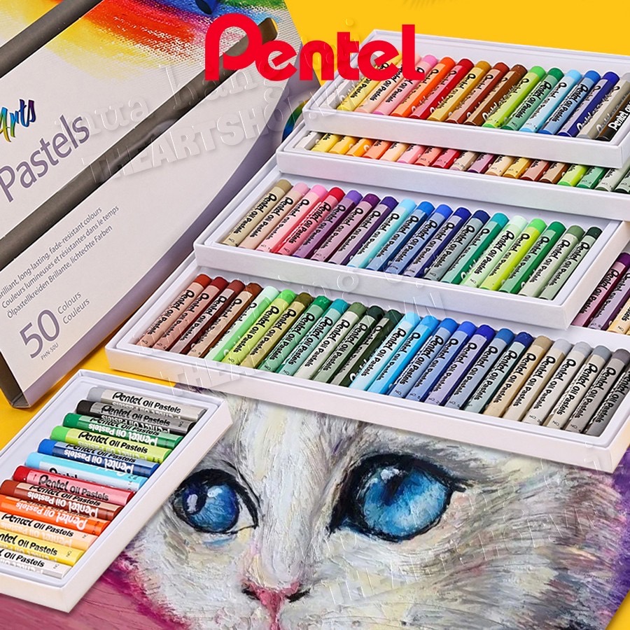 Bộ màu sáp dầu pentel 16/25/36/50 màu - pentel arts oil pastels set
