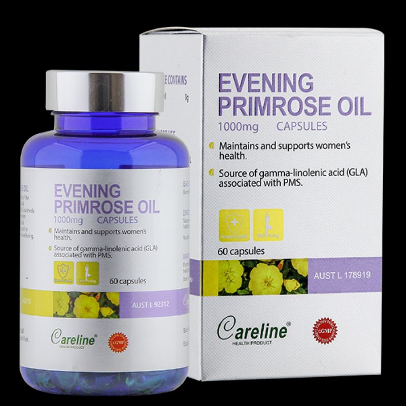 Careline Evening Primrose Oil 1000mg - Tinh Dầu Hoa Anh Thảo Giúp Tăng Cường Sức Khỏe Da Và Nội Tiết
