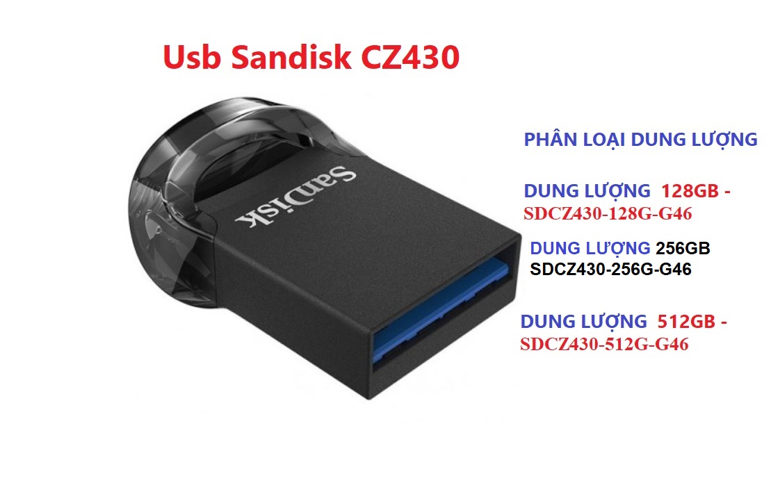 Usb Sandisk CZ430 Ultra Fit Hàng chính hãng