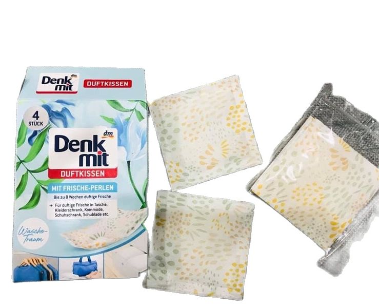 Túi thơm quần áo Denkmit mùi Việt Kiều  mẫu mới - Hộp 4 túi thơm [Hàng Đức xách tay]