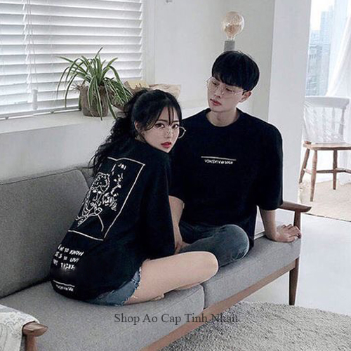 Áo thun đôi tay lửng đen
