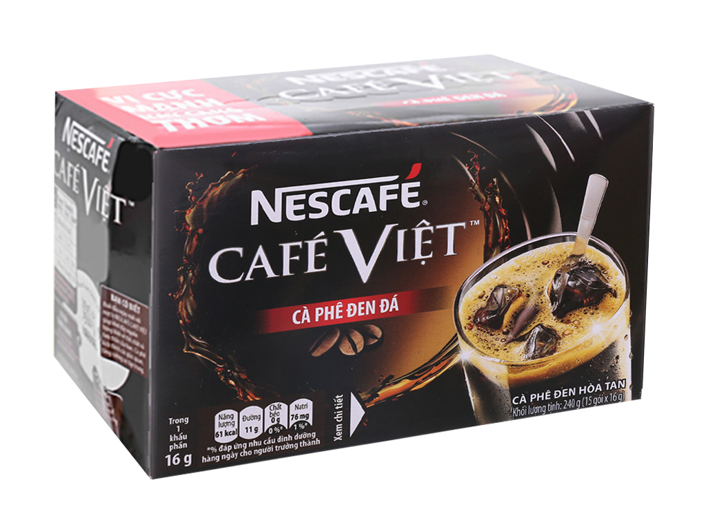 Cà phê đen đá nescafé café việt 240g - hộp 15 gói