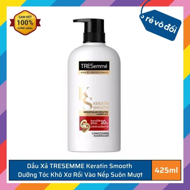 Dầu xả Tresemme Keratin Smooth dưỡng tóc khô xơ rối vào nếp suôn mượt 400ml - Thái Lan