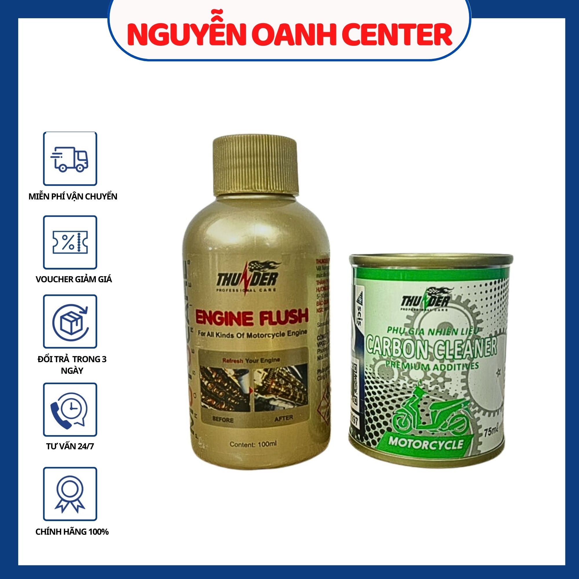 [HCM]Combo 2 lon Vệ Sinh Buồng Đốt tẩy Carbon và Súc động cơ xe máy Thunder 75ml