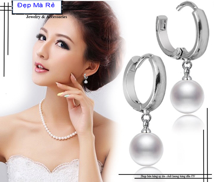 Bông tai nữ inox Đẹp Mà Rẻ kiểu tòn ten ngọc trai - Cam kết 1 đổi 1 nếu hoen , gỉ sét - Cam kết 1 đổi 1 nếu hoen , gỉ sét