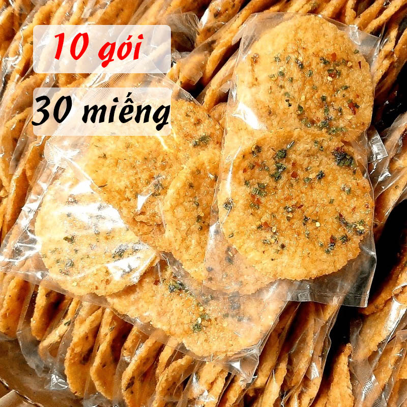 10 gói cơm cháy mắm hành 30 miếng , đồ ăn vặt sài gòn mtfood