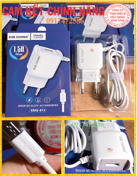 Sạc Kim Cương KMG 813, chuôi micro dòng điện 5 V-1,5A - Hàng Chính Hãng