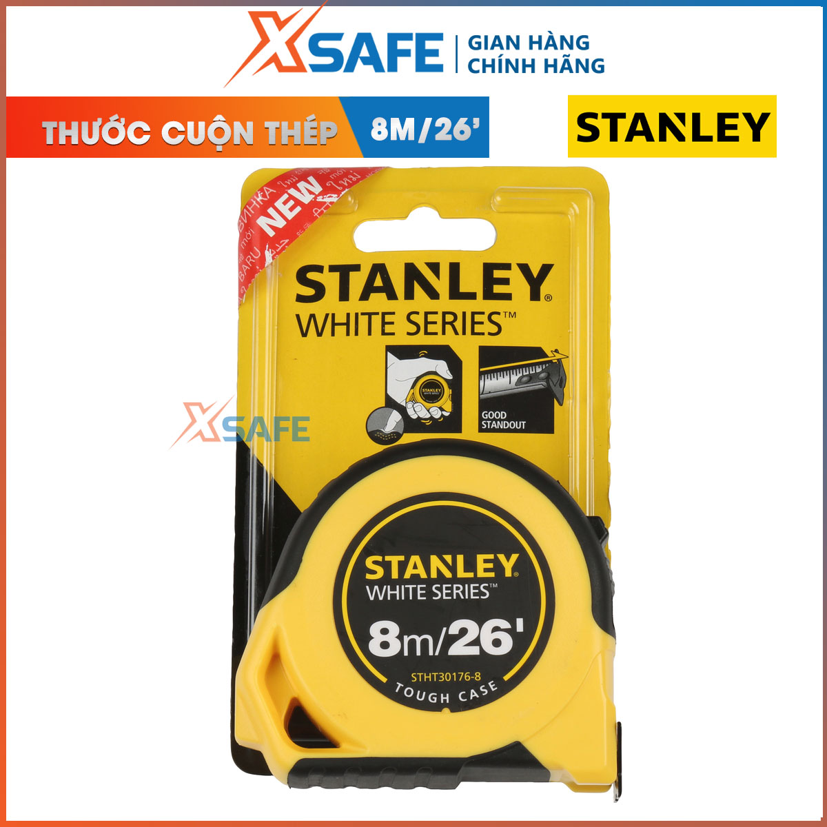 Thước cuộn 8M/26'-25MM Stanley STHT30176-8 Thước cuộn thép Stanley có khả năng chịu lực tốt, thước cũng có kiểu dáng nhỏ gọn thuận tiện