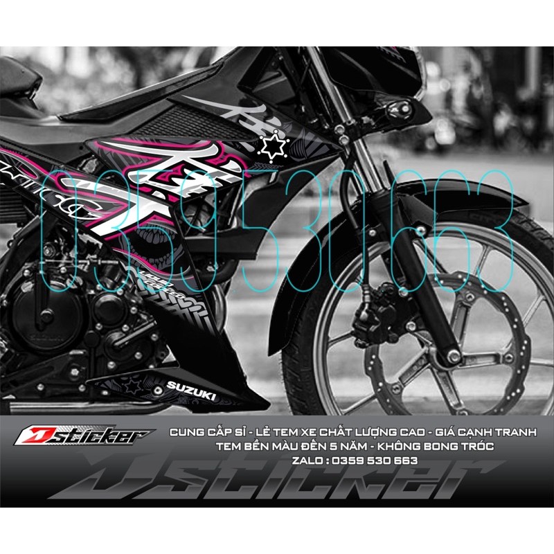 Tem rời Hayabusa hồng dán Satria đen - không bay màu