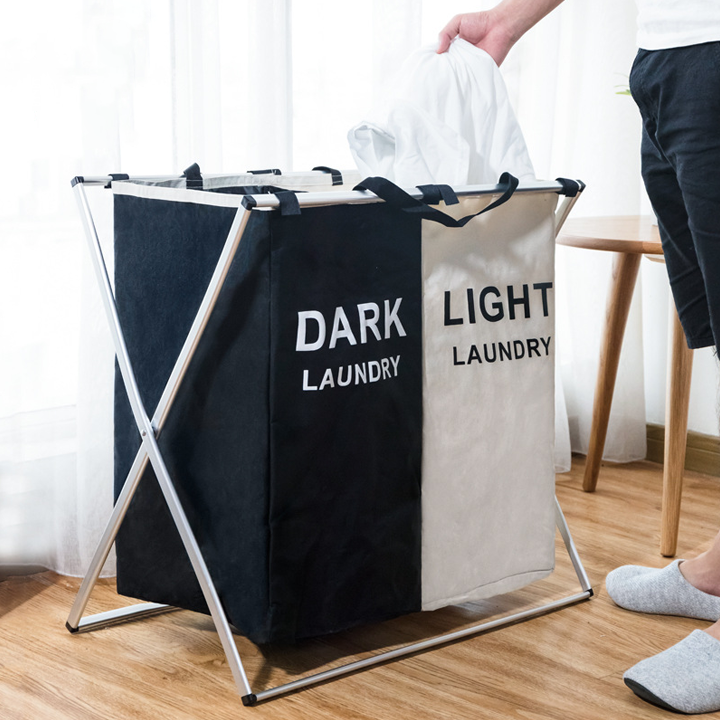 GIỎ ĐỰNG QUẦN ÁO 2 NGĂN - GIỎ PHÂN LOẠI QUẦN ÁO