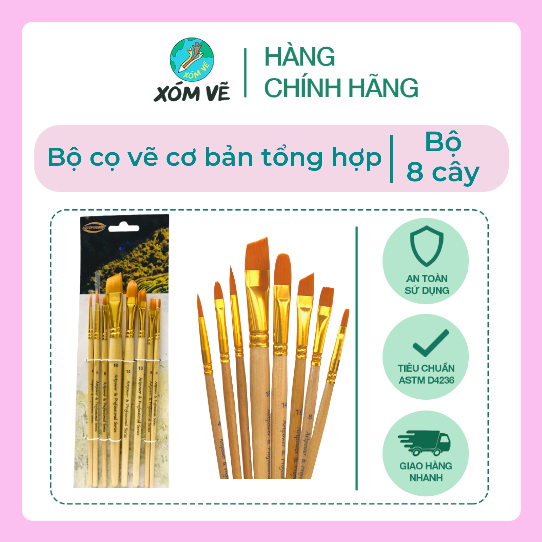 Bộ cọ vẽ cơ bản art power 8 cây