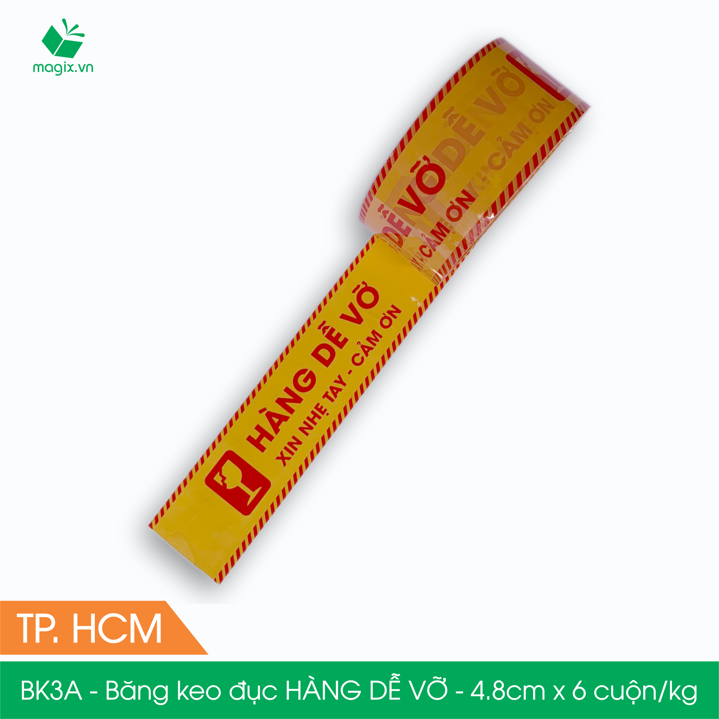 BK3A - 4.8cm  x 100 yard - 3 cuộn Băng keo đục HÀNG DỄ VỠ - Băng dính NIÊM PHONG