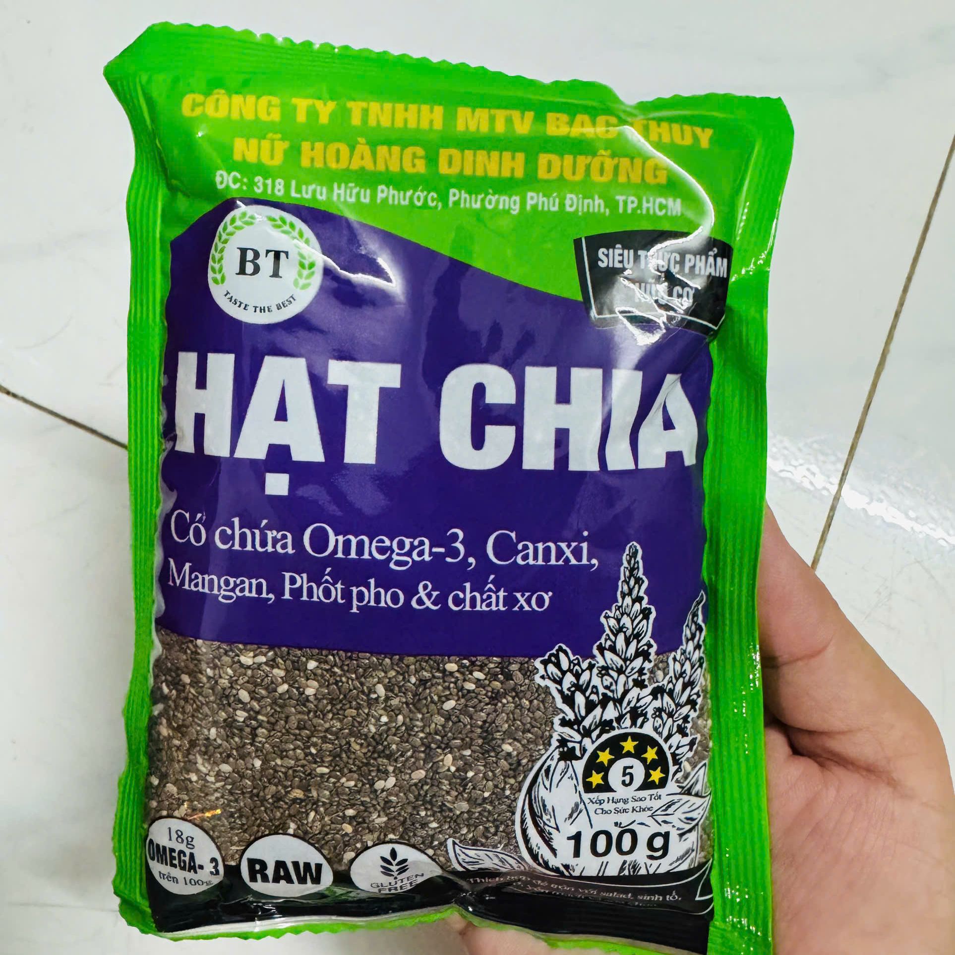 Hạt Chia Hữu Cơ Túi 100gr Nhỏ Gọn, Tiện Lợi Hỗ Trợ Cải Thiện Vóc Dáng Tốt Cho Sức Khoẻ