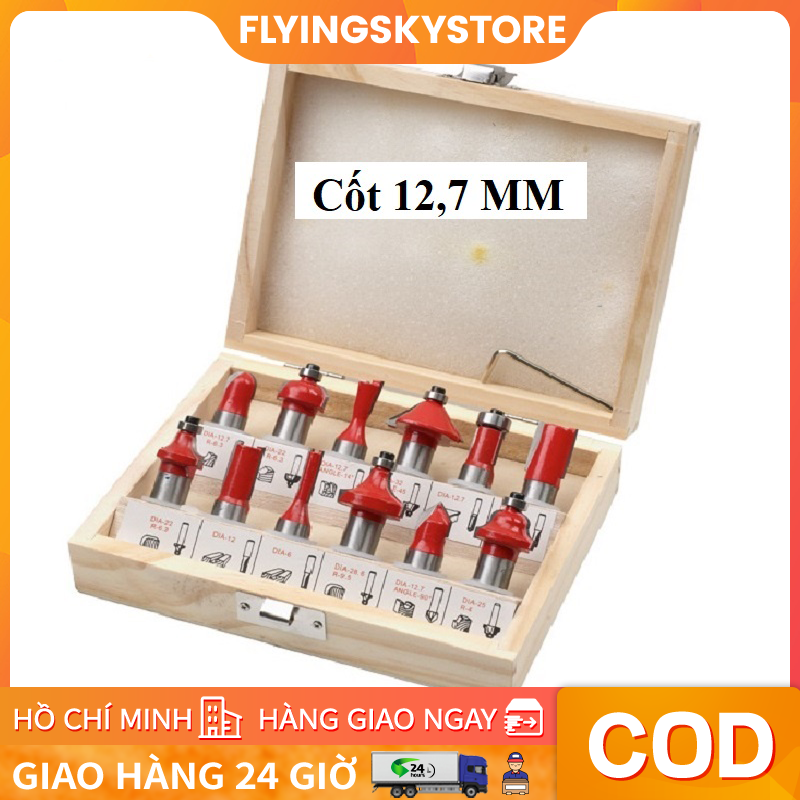 Mũi Phay Gỗ - Bộ Mũi Soi Gỗ 12 Chi Tiết