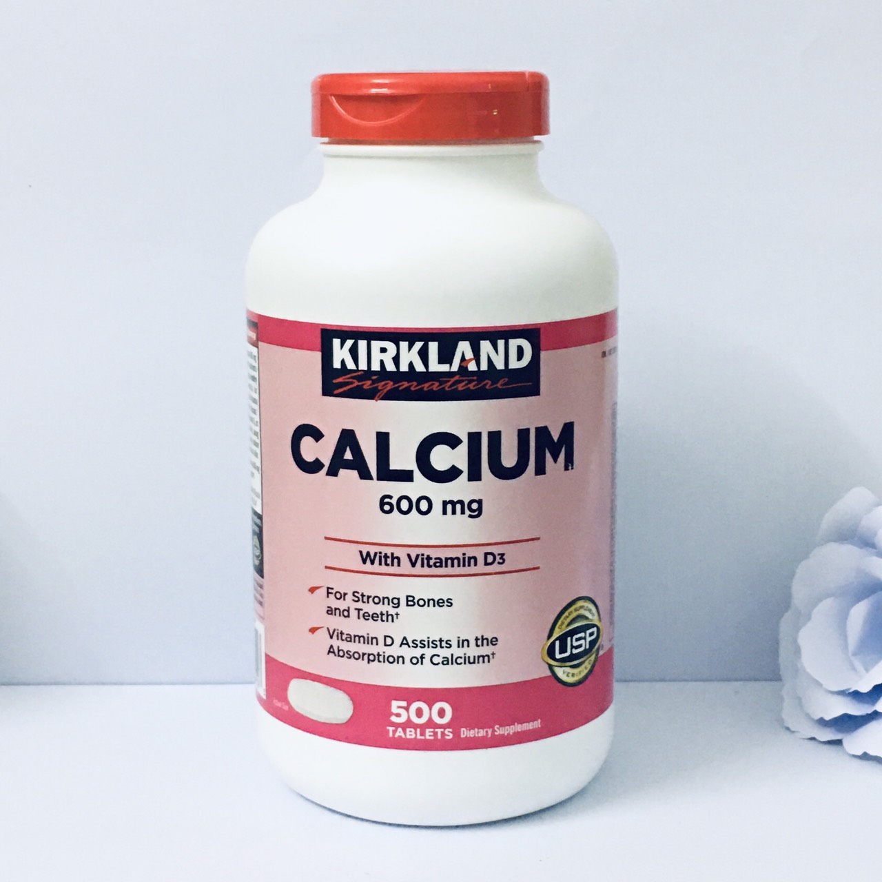 Hàng Mỹ Viên Uống Calcium 600 mg + Vitamin D3 400 I.U KIRKLAND SIGNATURE Chắc Khỏe Xương Cho Mọi Lứa Tuổi Chai 500 V