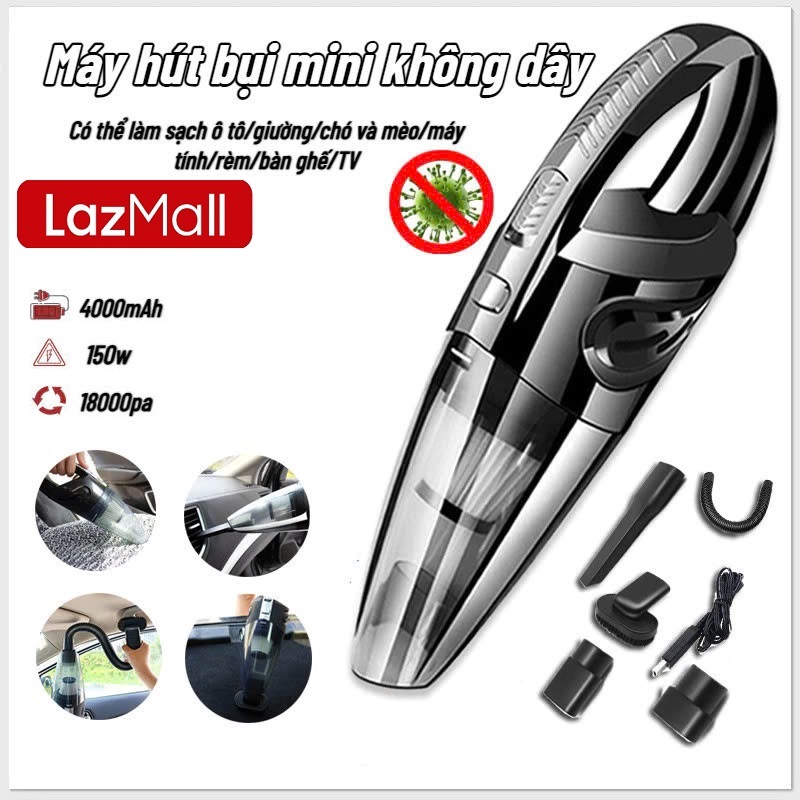  100% Uy Tín Cửa Hàng LazMall 0fficial Máy Hút Bụi Cầm Tay Mini Không Dây Siêu Tiện Lợi Hút Bụi Xe Ô Tô Giường Nệm Lông Thú Cưng Lực Hút Mạnh Sự Lựa Chọn Sáng Suốt Để Sử Dụng Nhanh Hàng Ngày Vệ Sinh Xe Hơi Và Dọn Dẹp Nhà Cửa. 
