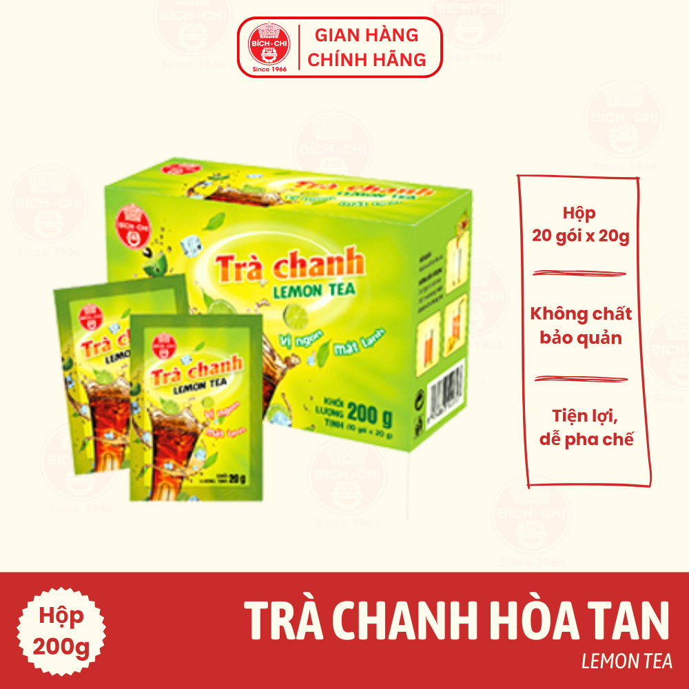 Combo 2 Hộp Trà Chanh Hòa Tan Thanh Mát Bích Chi - Hộp 200g*10 gói