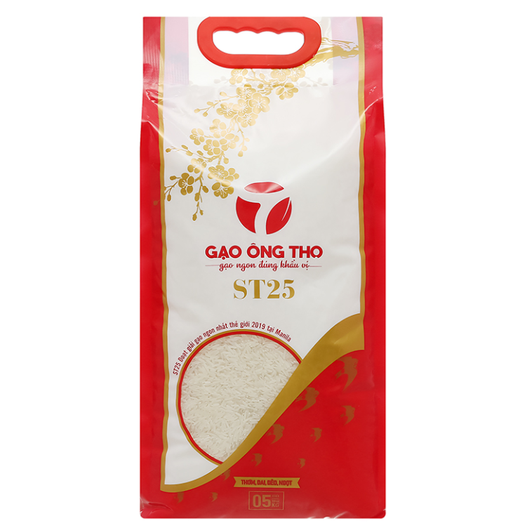Gạo ST25 Ông Thọ - Cơm Thơm, Dai, Mềm Dẻo, Vị Ngọt - Đạt giải gạo ngon nhất thế giới 2019 tại Manila - Túi 5kg