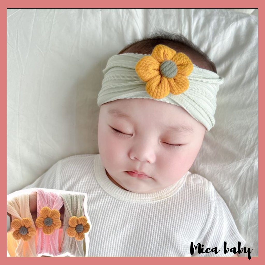 Băng đô thun gân cho bé đinh hoa vàng đáng yêu Mica baby BD79