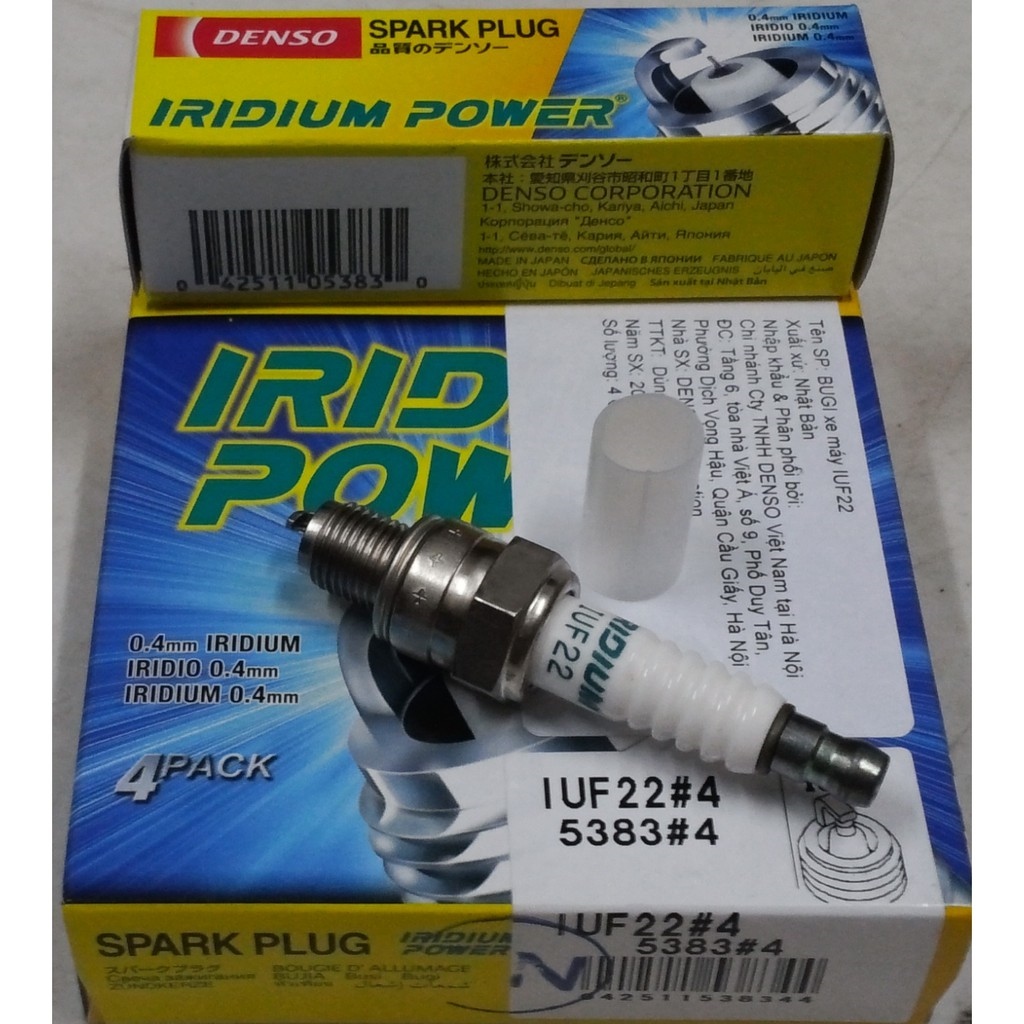 ☎○✱  Bugi DENSO  Iridium Power IUF22 chân ngắn xe Grande Axelo DR Wave@/ZX Fu110 Si Ju Taurus Attila