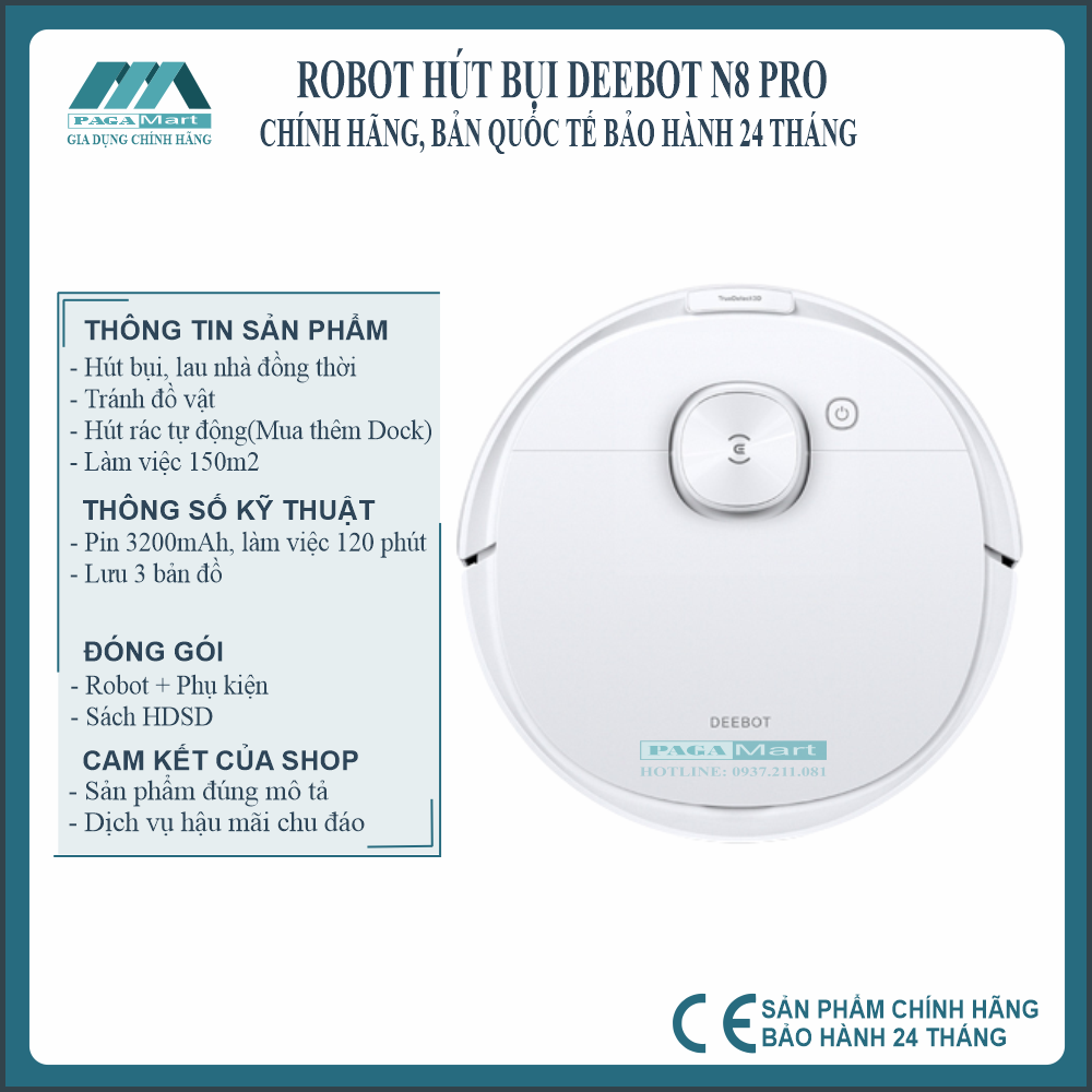 Robot hút bụi Deebot OZMO N8 Pro chính hãng, Bản quốc tế