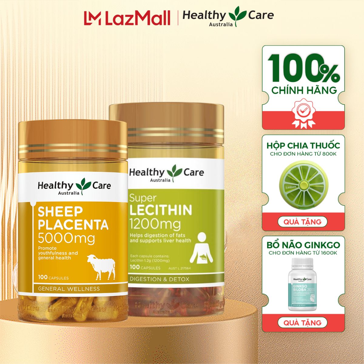 Combo Healthy Care Super Mầm đậu nành x Nhau thai cừu Úc