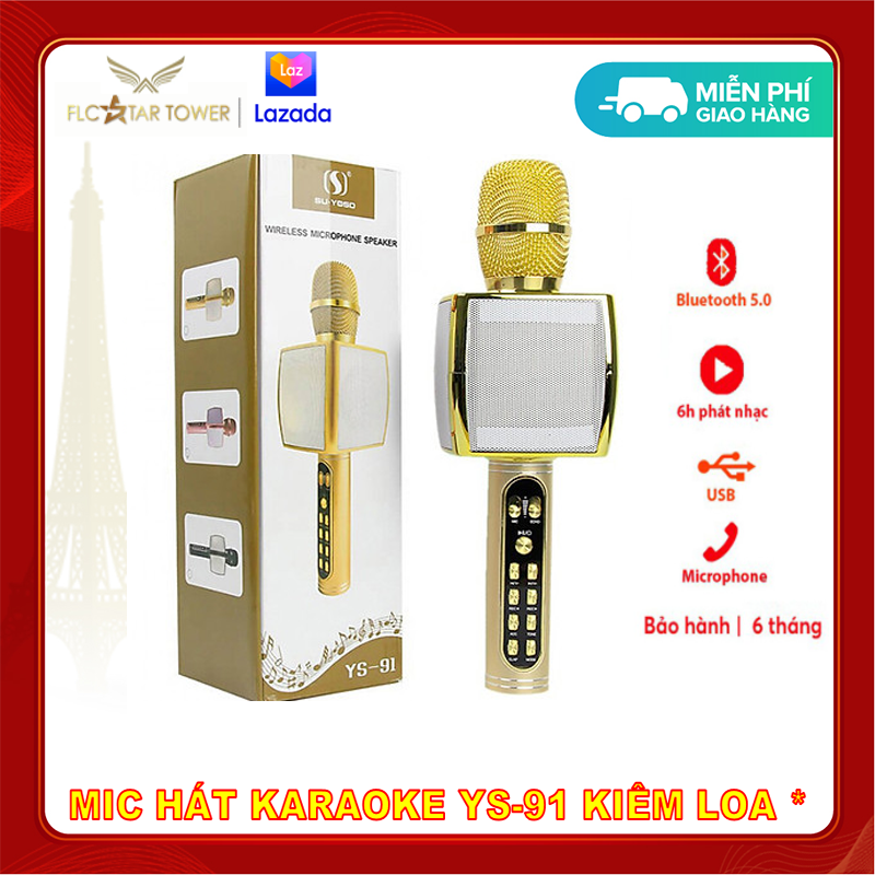 Micro karaoke bluetooth không dây, Mic Karaoke Gia Đình, Micro hát Karaoke cực hay YS-91 phiên bản mới nhất 2020 3in1 tích hợp loa Bluetooth, Âm thanh cực đỉnh - Hát Cực Hay, Giá Sốc Sale 50%, BH 1 đổi 1.