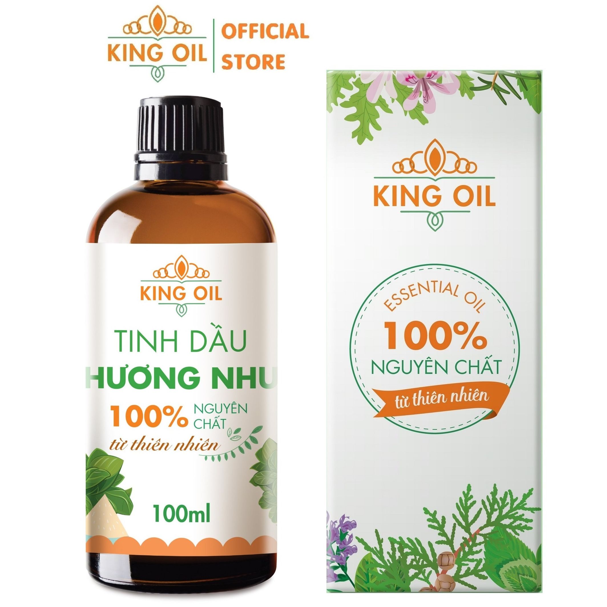 Tinh dầu Hương Nhu 100ml nguyên chất Organic từ thiên nhiên, thơm phòng, xông phòng, thư giản, đuổi muỗi, chăm sóc tóc - KingOil