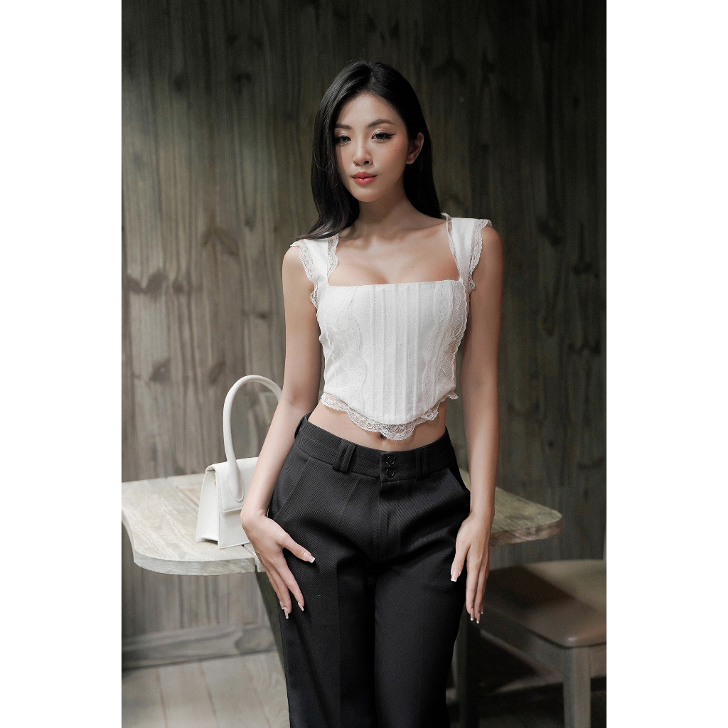Áo corset viền ren vintage bed corset - tipblu