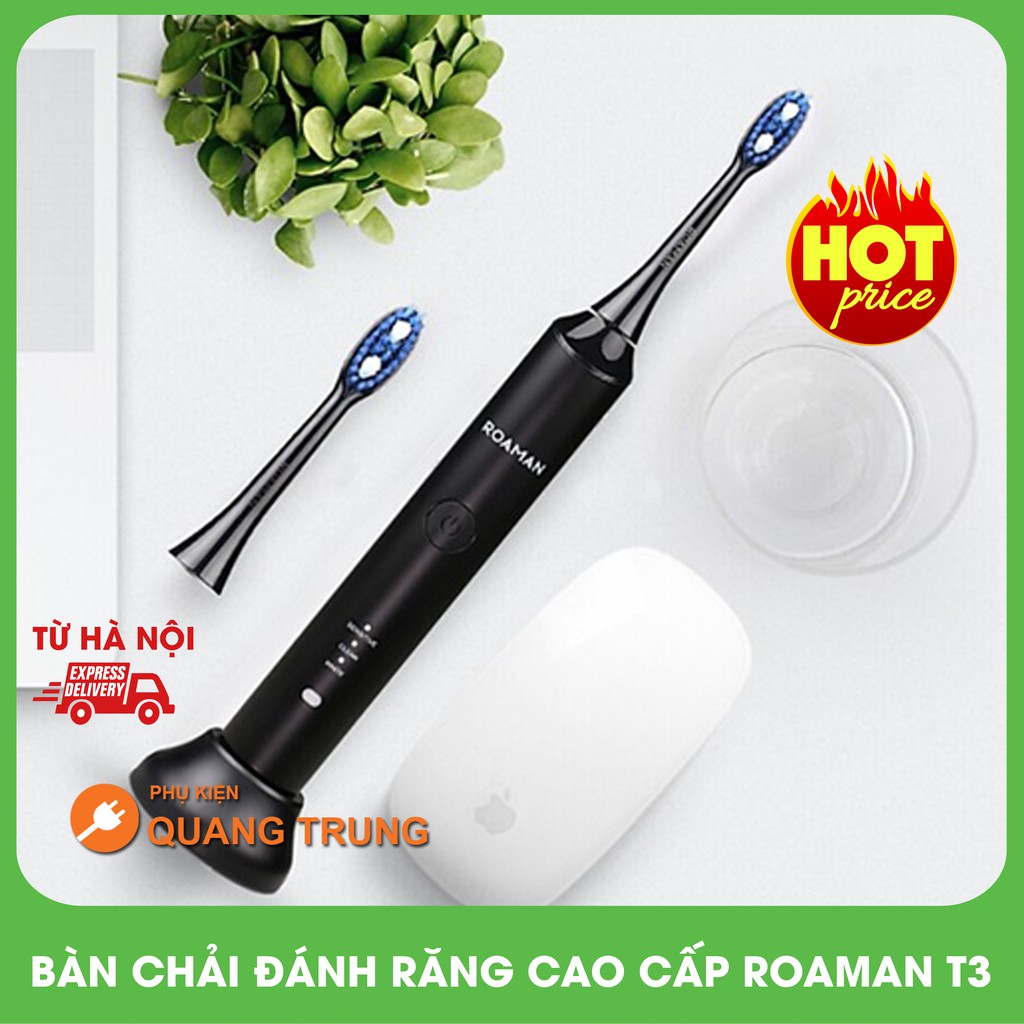 Bàn chải đánh răng cao cấp roaman t3 chạy pin cực tốt, kháng nước ipx7, cam kết sản phẩm đúng mô tả, chất lượng đảm bảo an toàn đến sức khỏe người sử dụng
