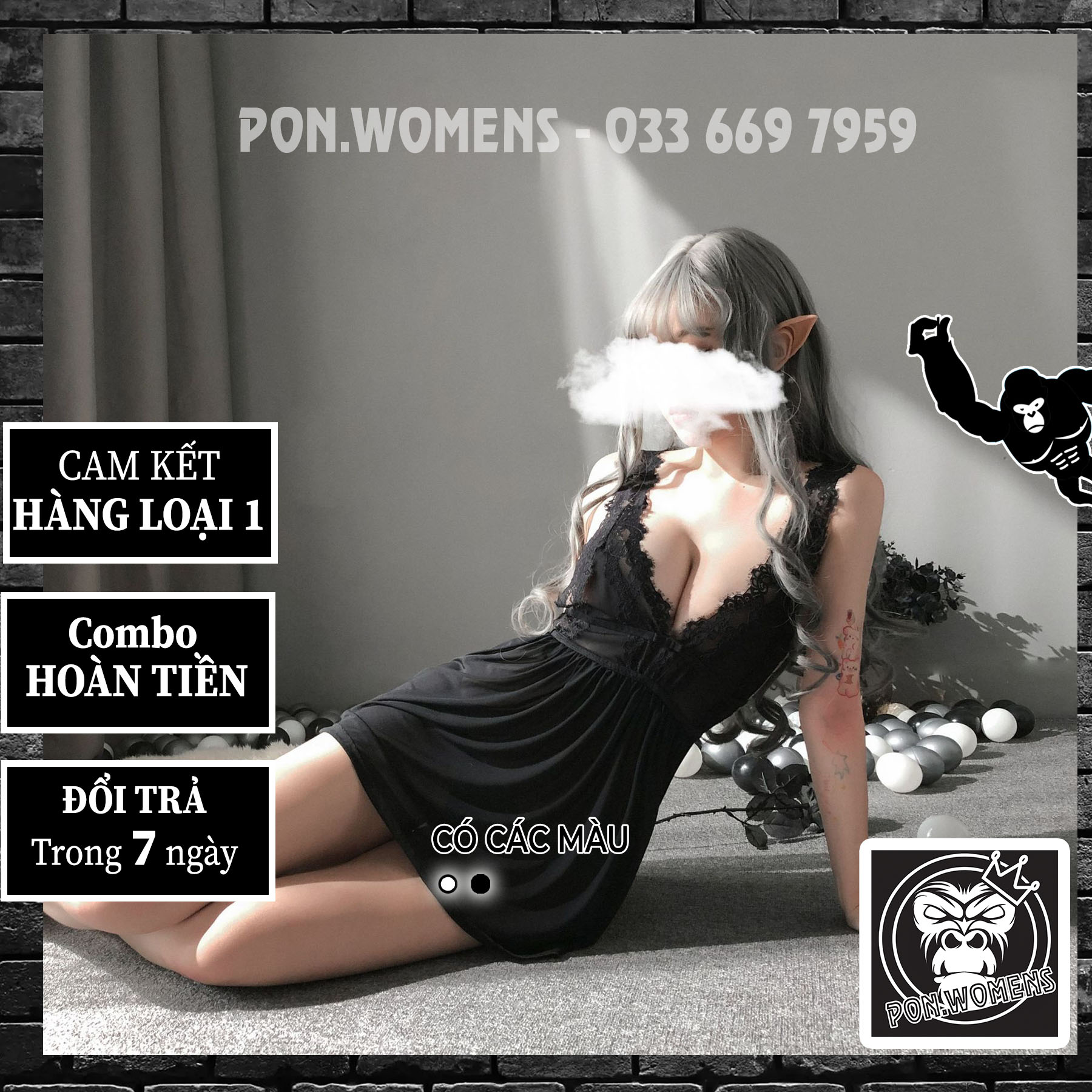 Váy ngủ 2 dây ren thun sexy quyến rũ màu trắng, đen pon.womens