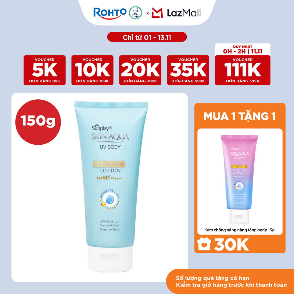 Kem chống nắng body Skin Aqua dưỡng trắng dùng hàng ngày Sunplay Skin Aqua UV Body Whitening Lotion