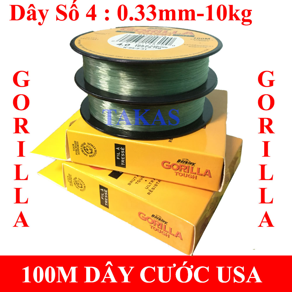 Dây Cước Câu Cá Tàng Hình, Sợi Cacbon Hiệu GORILLA -USA, LOẠI XỊN., Dài 100m