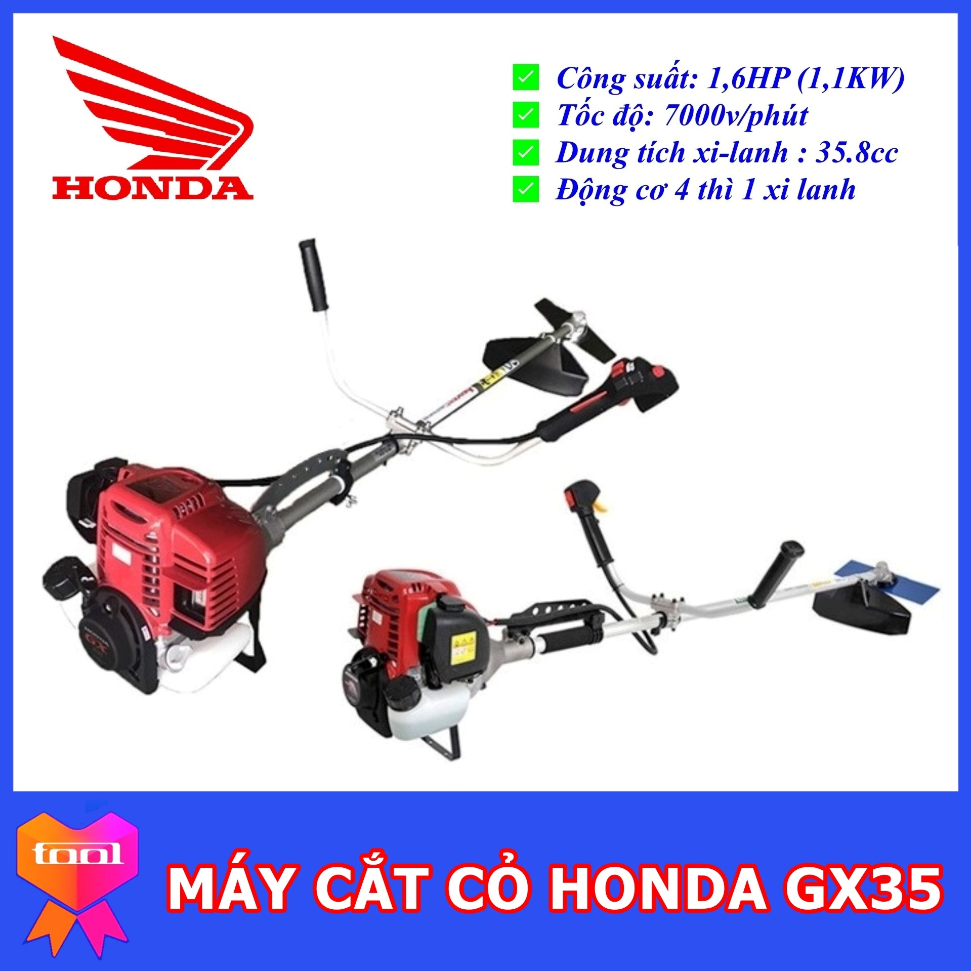 Máy Cắt Cỏ Thái Lan Honda GX35 Chạy Xăng - Động Cơ 4 Thì - Bao Khỏe, Bao Bền