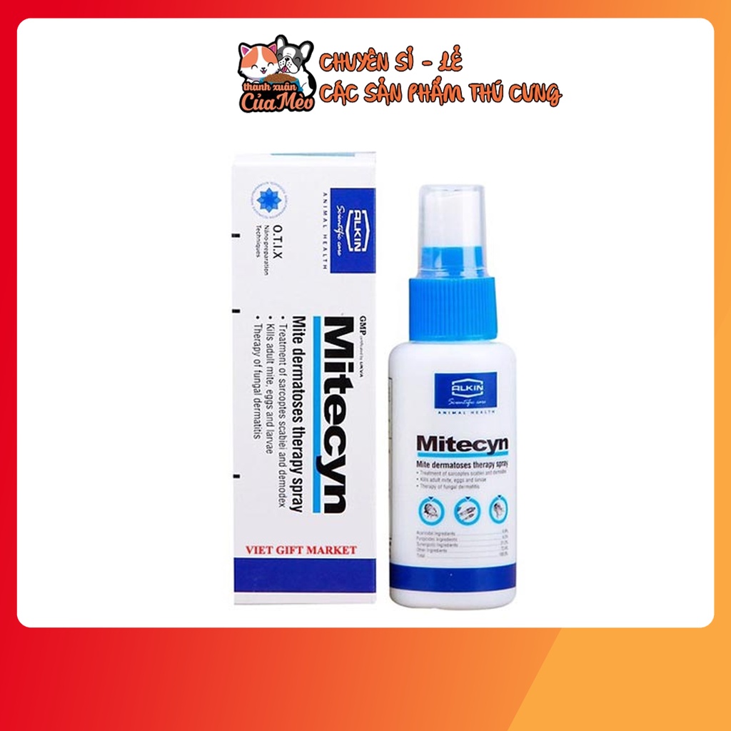 Thuốc xịt trị nấm, ghẻ, viêm da chó mèo