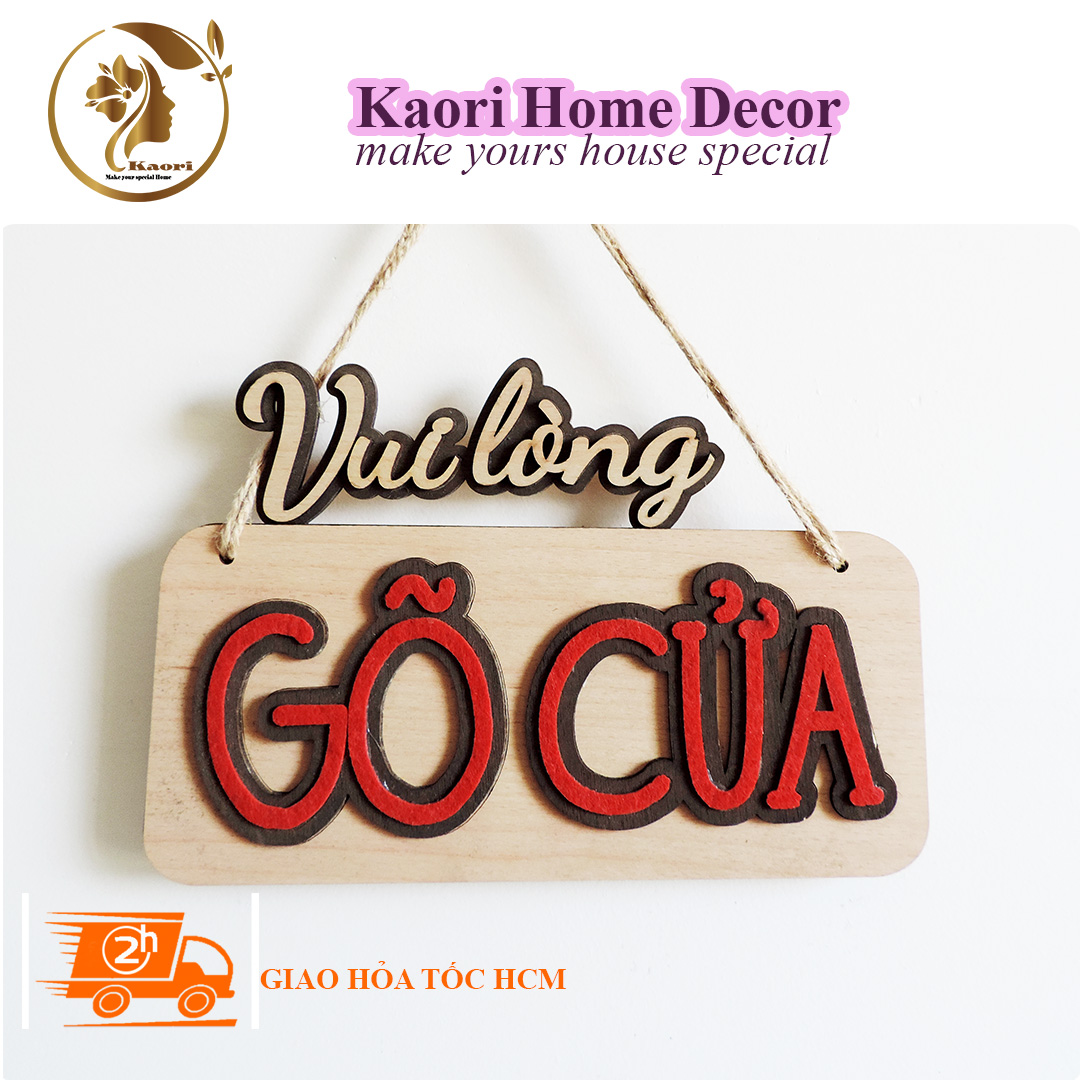 Bảng gỗ treo tường decor trang trí nhà cửa, bảng gỗ treo cửa mẫu vui lòng gõ cửa