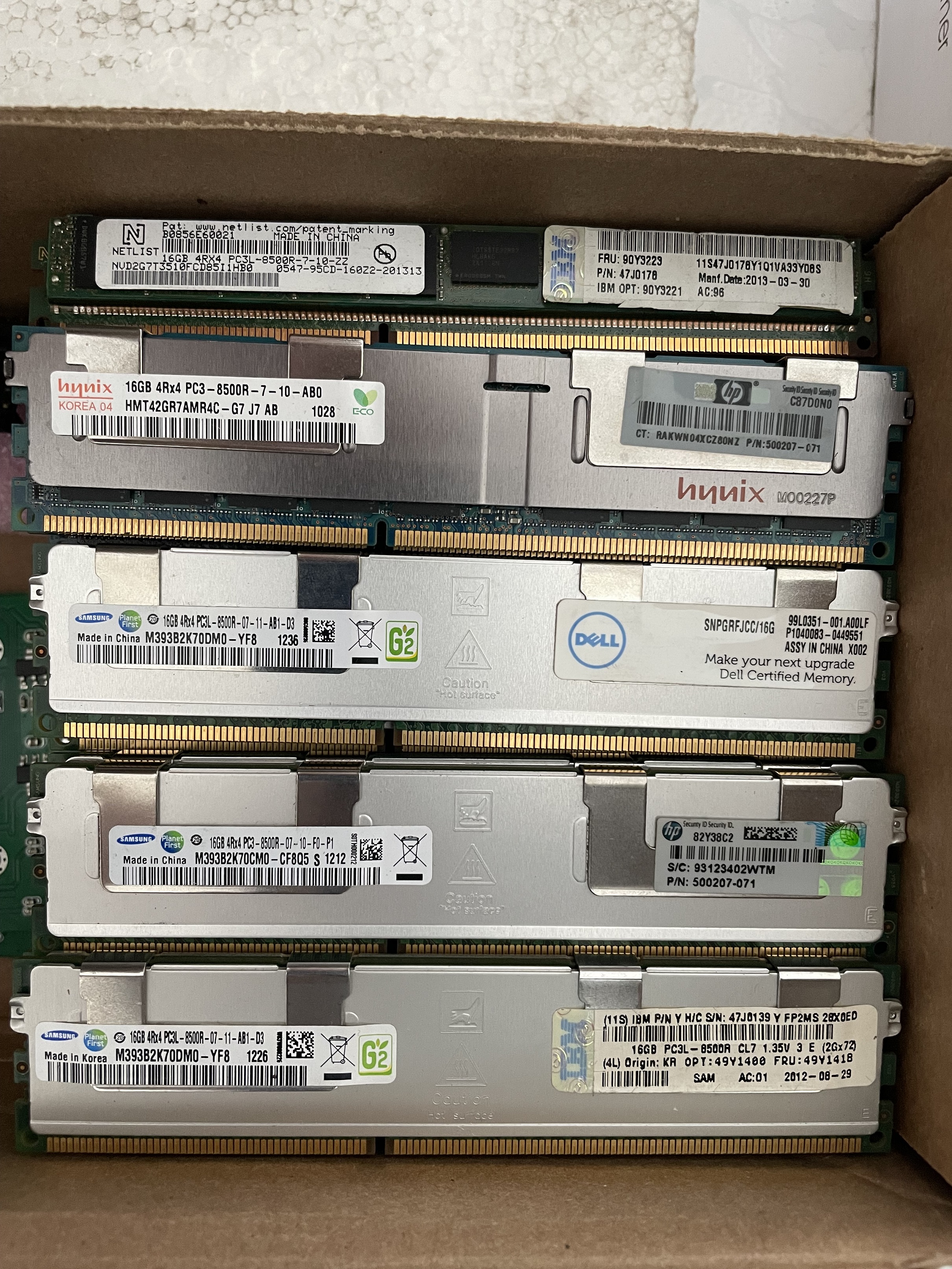 Ram server, workstation, bộ nhớ máy chủ, máy trạm rdimm 16gb ddr3 4rx4 pc3l-8500r 1066mhz ecc server memory