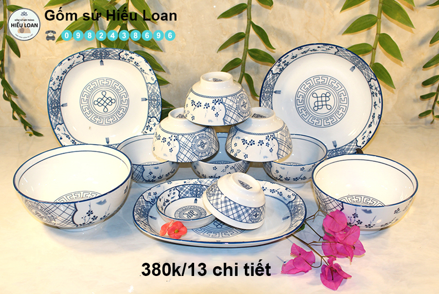 Bộ bát đĩa sứ bát tràng phúc lộc thọ