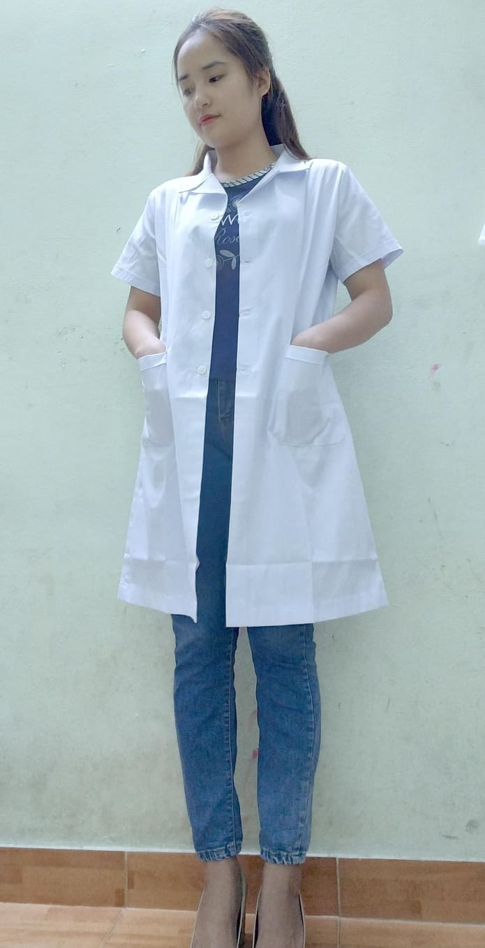Áo blu - Áo blouse - Áo bác sĩ nữ cộc tay dáng dài loại đẹp