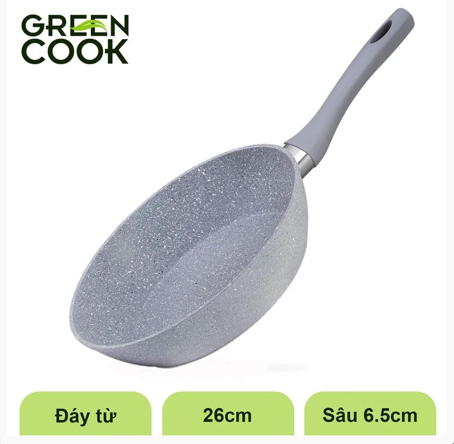 Chảo sâu vân đá đáy từ green cook gcp02-26ih 26cm
