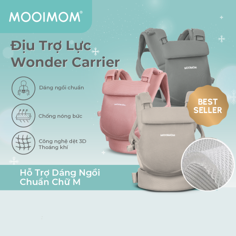  Địu Cho Bé Wonder Carrier Cao Cấp Trợ Lực 4 Tư Thế Vải Bền Thoáng Khí Siêu Nhẹ Có Đỡ Cổ 