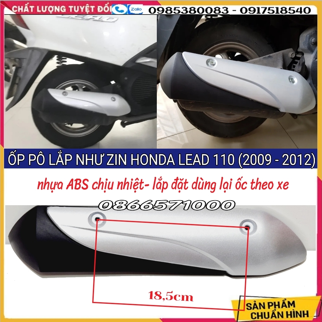 Ốp pô, miếng che pô, thảm cao su lót sàn để chân lắp như zin không độ chế cho honda lead 110 scr đời xe từ 2009 – 2012, lead đời đầu